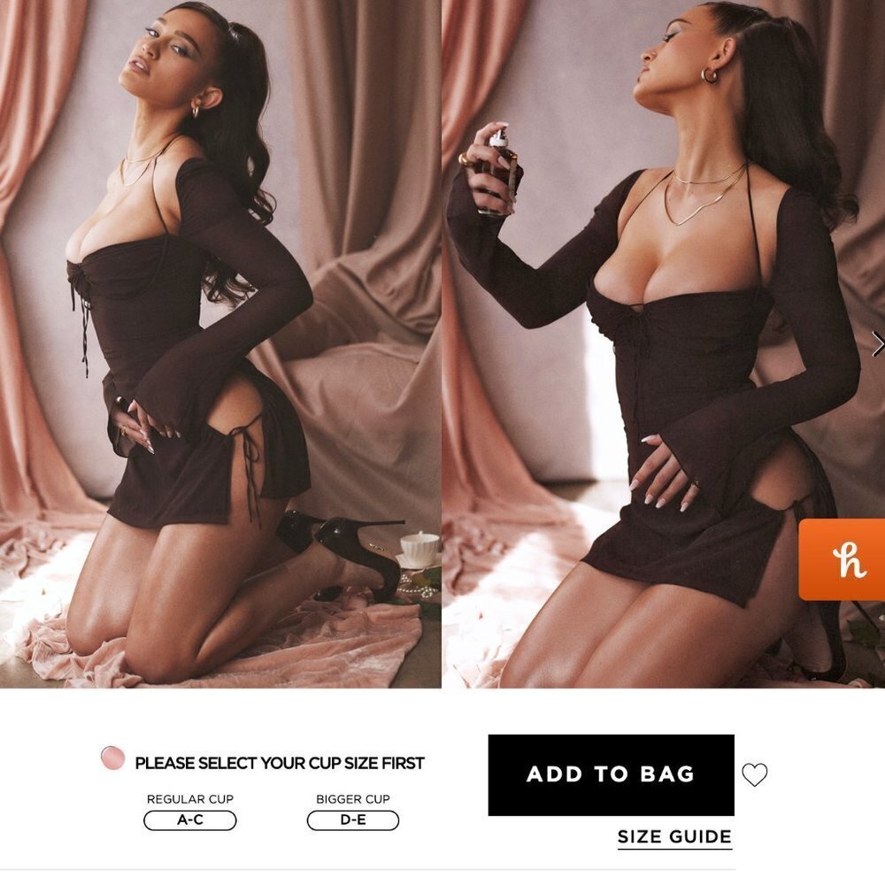 house of cb BABY CHOCOLATE CHIFFON CUTOUT HALTER MINI DRESS - Picture 4 of 10